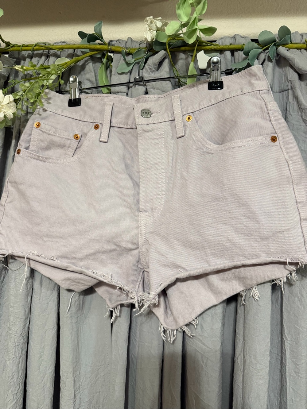 Levi's Light Lavender Denim Cutoff Shorts
